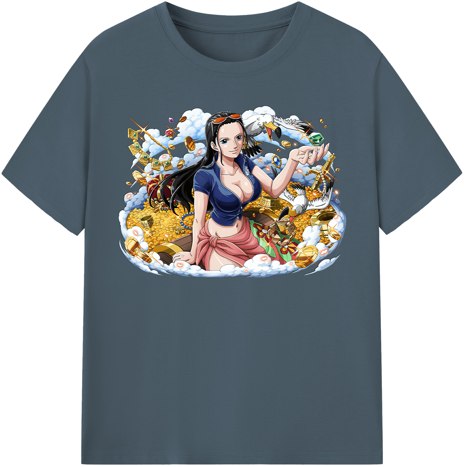 ワンピース ニコ・ロビン ONE PIECE Nico Robin 綿100％半袖Tシャツ（フロントプリント）